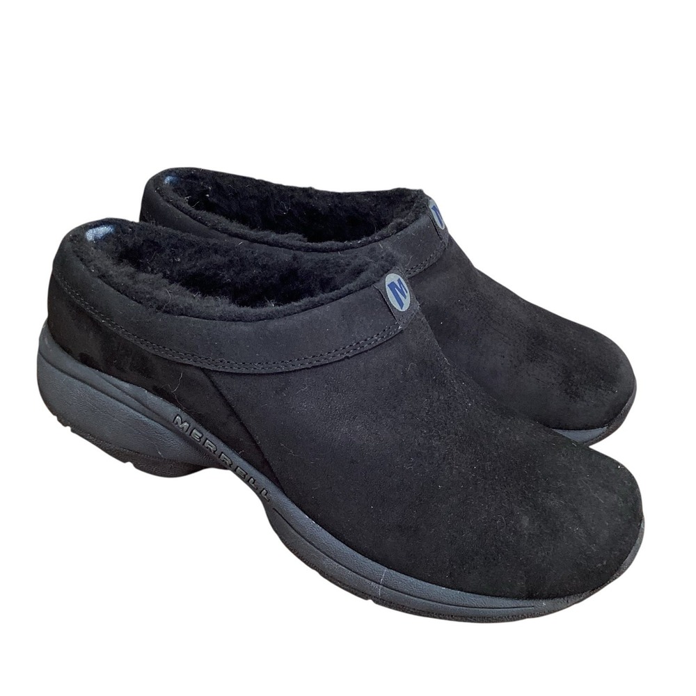 Merrell Womens Encore Ice Slip On Shoe Black Size 9 Faux Fur Lined Clog New